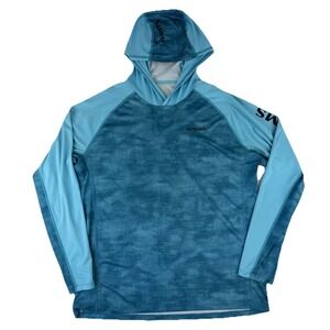 Simms Challenger Solar Pullover Hoodie Men's XL Fishing Lightweight UPF 30+ Blue